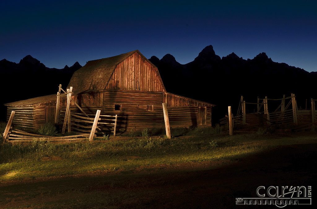 Light Painting the Mormon Row Barn near Jackson, Wyoming