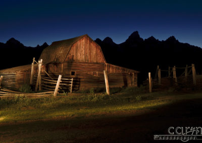 Light Painting the Mormon Row Barn near Jackson, Wyoming