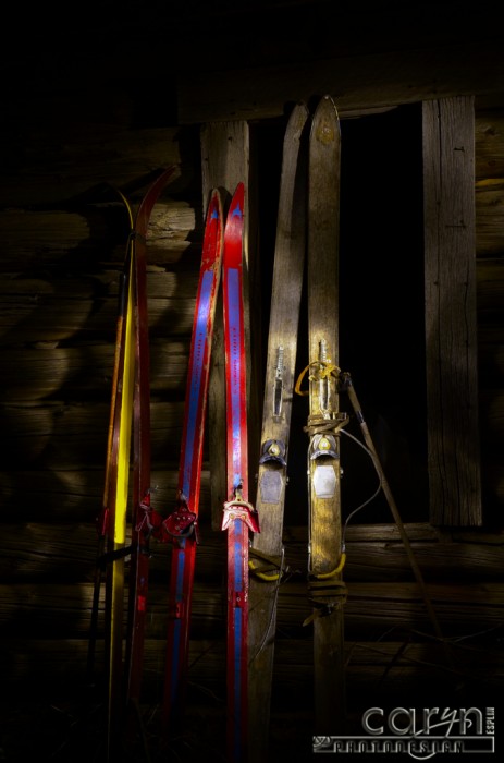 Caryn Esplin Light Painting Old Skis