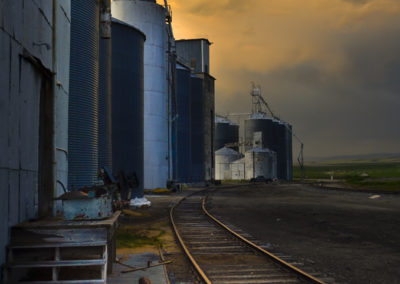 “Post Production Magic” in Camera Raw on the old graineries in Rexburg, Idaho