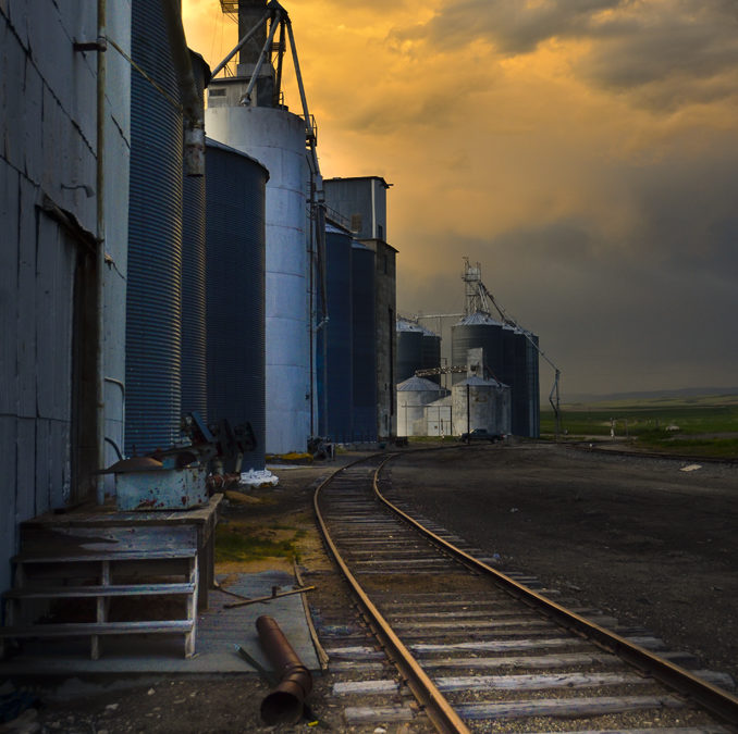 “Post Production Magic” in Camera Raw on the old graineries in Rexburg, Idaho