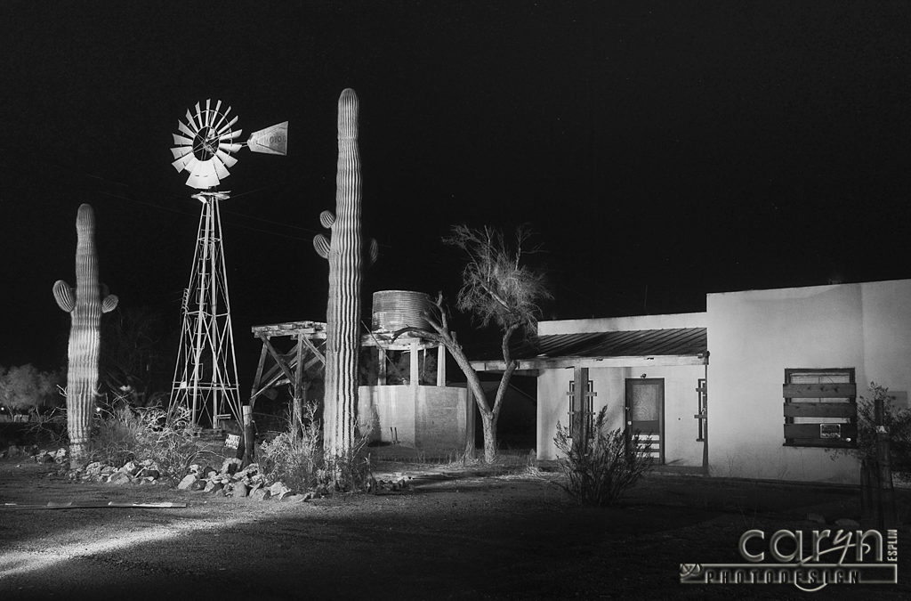 Light Painting Windmill B&W