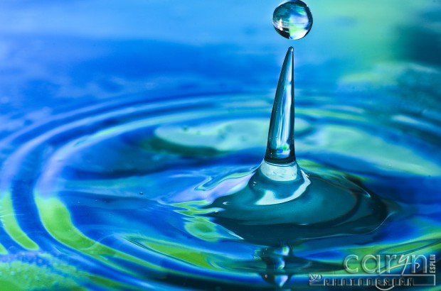 Blue Hovering Drop - Water Drop Photography - Caryn Esplin