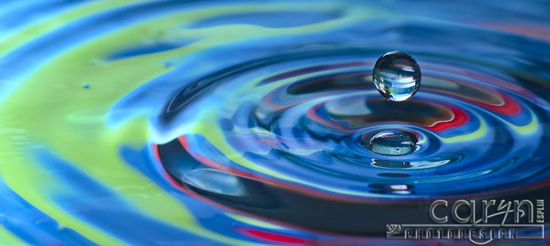 Blue Double Bubble - Water Drop Photography - Caryn Esplin