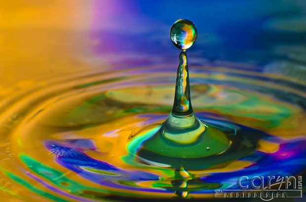 Green Hoodoo Pinnacle and Drop - Water Drop Photography - Caryn Esplin