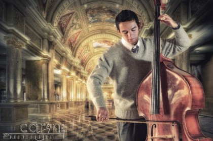 Caryn Esplin - Grand Hall Bassist - Joel Grimes style - HDR composite - Venetian - Las Vegas portrait - copyright 2012