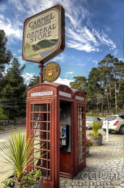 Old Red English-style Telephone Booth - Carmel Highlands General Store - Carmel, CA - Hwy 1 - Caryn Esplin