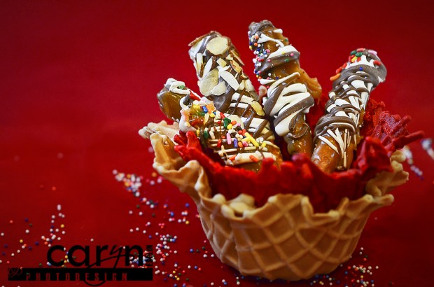 Caryn Esplin - Caramel Pretzel Logs - Red Background - Lightbox