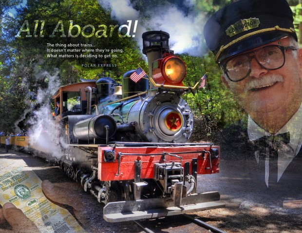 Roaring Camp Railroad - Photo Montage - Felton CA - Santa Cruz CA - Caryn Esplin - Redwoods - Steam Engine - Old Train