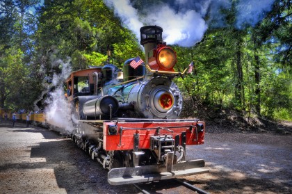 Old Steam Train - Montage - Roaring Camp Railroad - Felton, CA, San Francisco Bay Area, Santa Cruz, Caryn Esplin - Redwoods