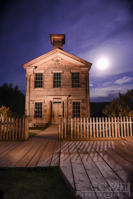 Bannack School - Masonic Temple - Moonrise - Caryn Esplin