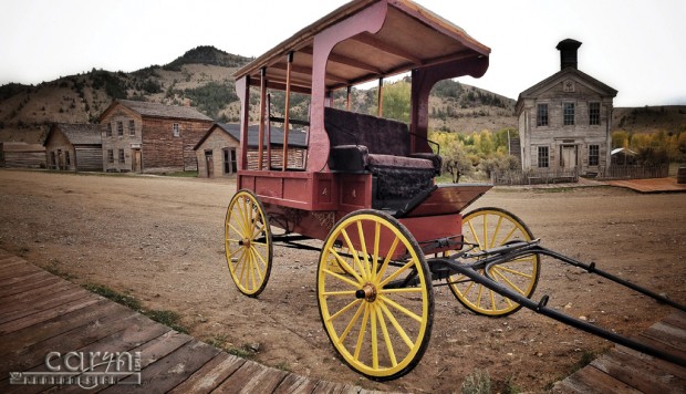 Bannack Ghost Town, Montana - Living History - Red Buggy - Pano