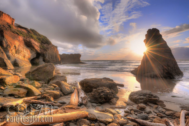 CarynEsplin-OregonCoastBeach-SunFlare-Landscape-FineArtPhotography-Sunset-Beach