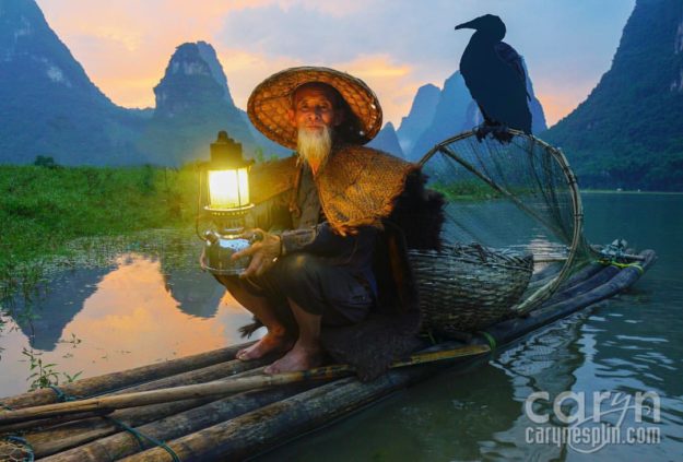 CarynEsplin-CormorantSunsetFishermen-Guilin-China-karst-Guangxi Zhuang region