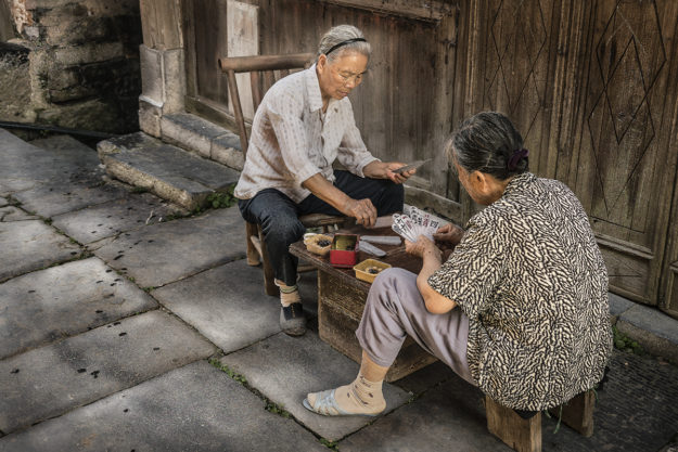 Guilin, China, Daxu Ancient Town, Faces and Places of China, Game, Playing Mahjong, Travel, Street Photography